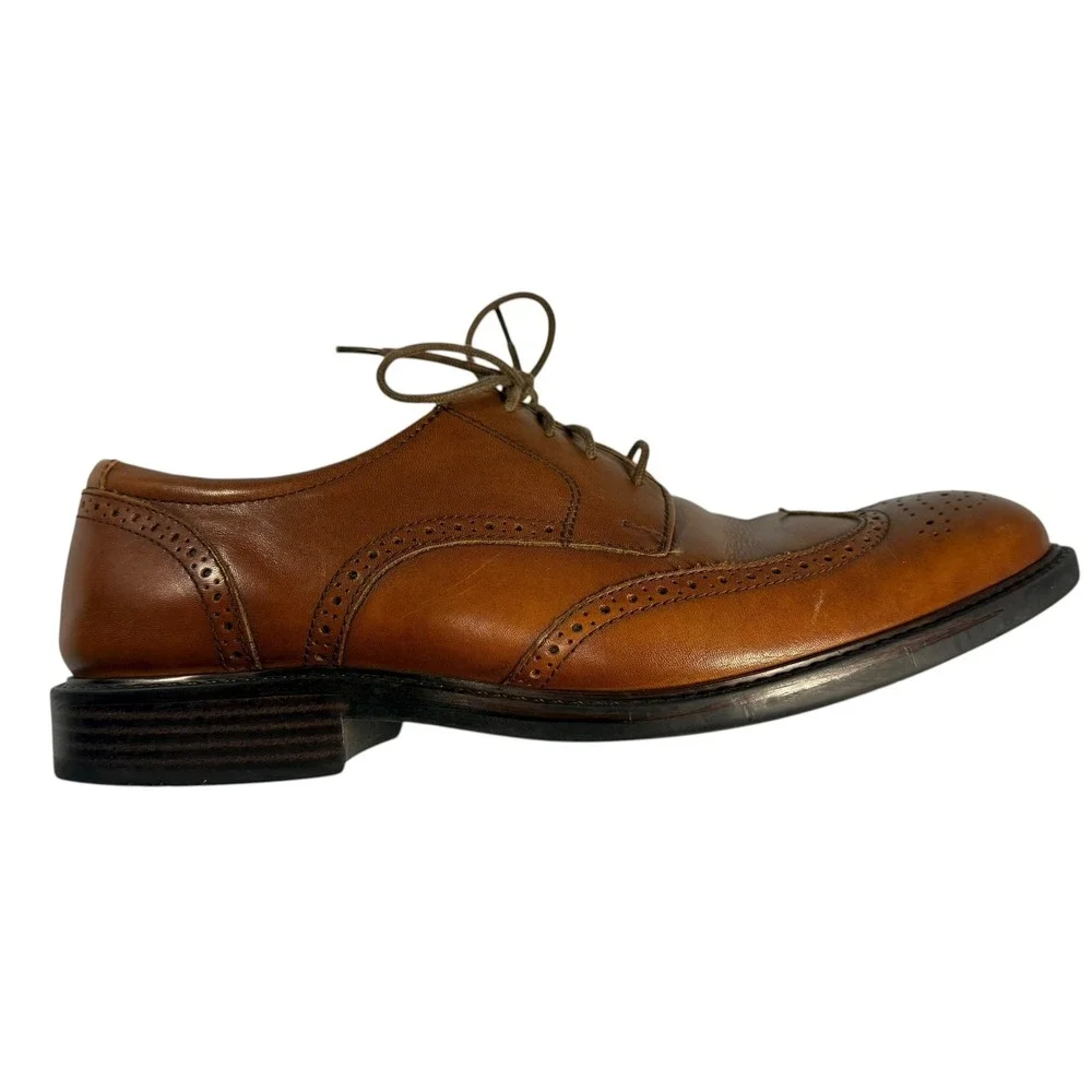Johnston & Murphy 20-1862 Tabor Brown Leather Wingtip Shoes Mens Size 11 1/2 M